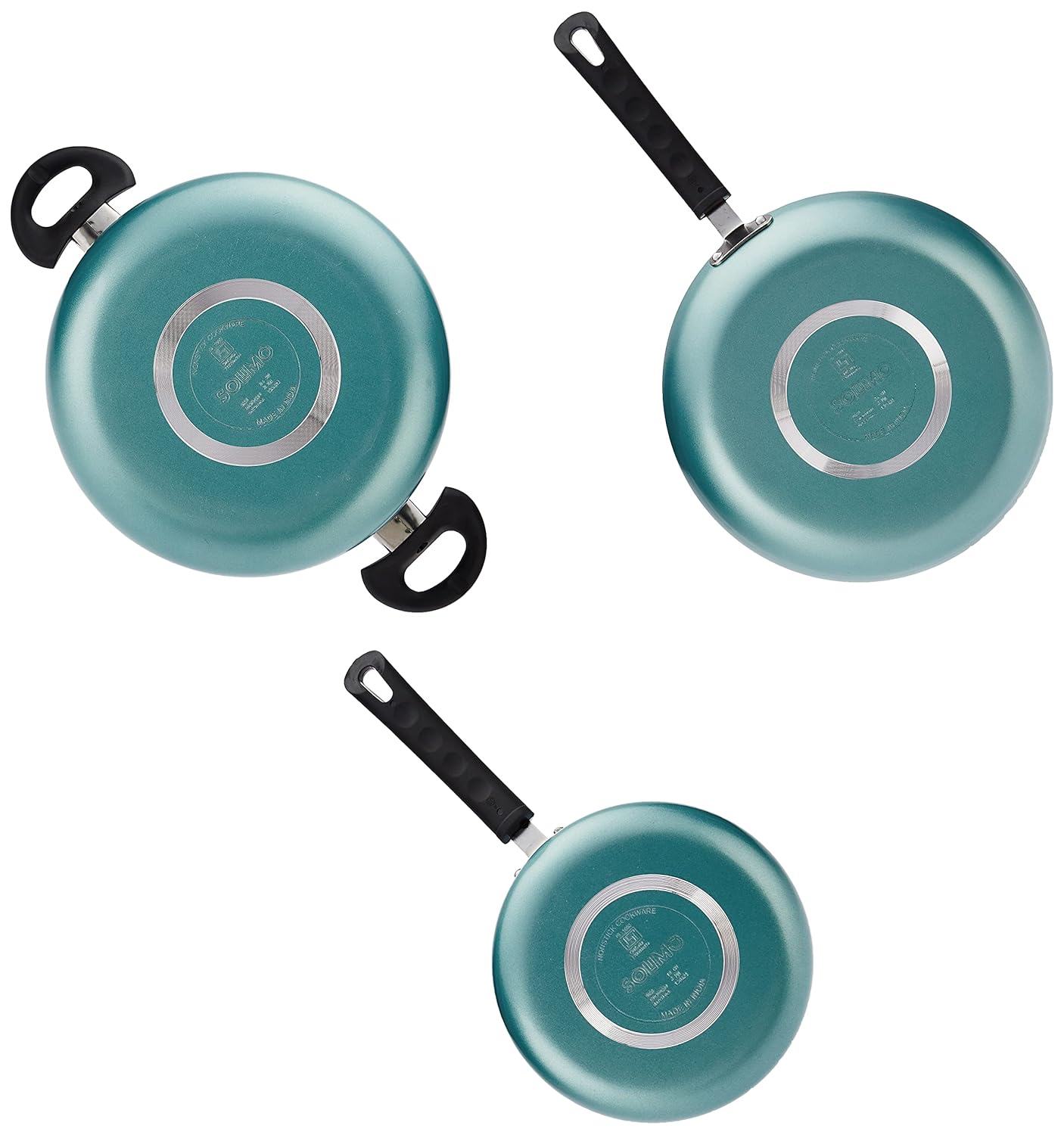 Solimo 3-Piece Non-Stick Cookware Set With Ceramic Coating (Sauce Pan, Dutch Oven And Fry Pan) - Black