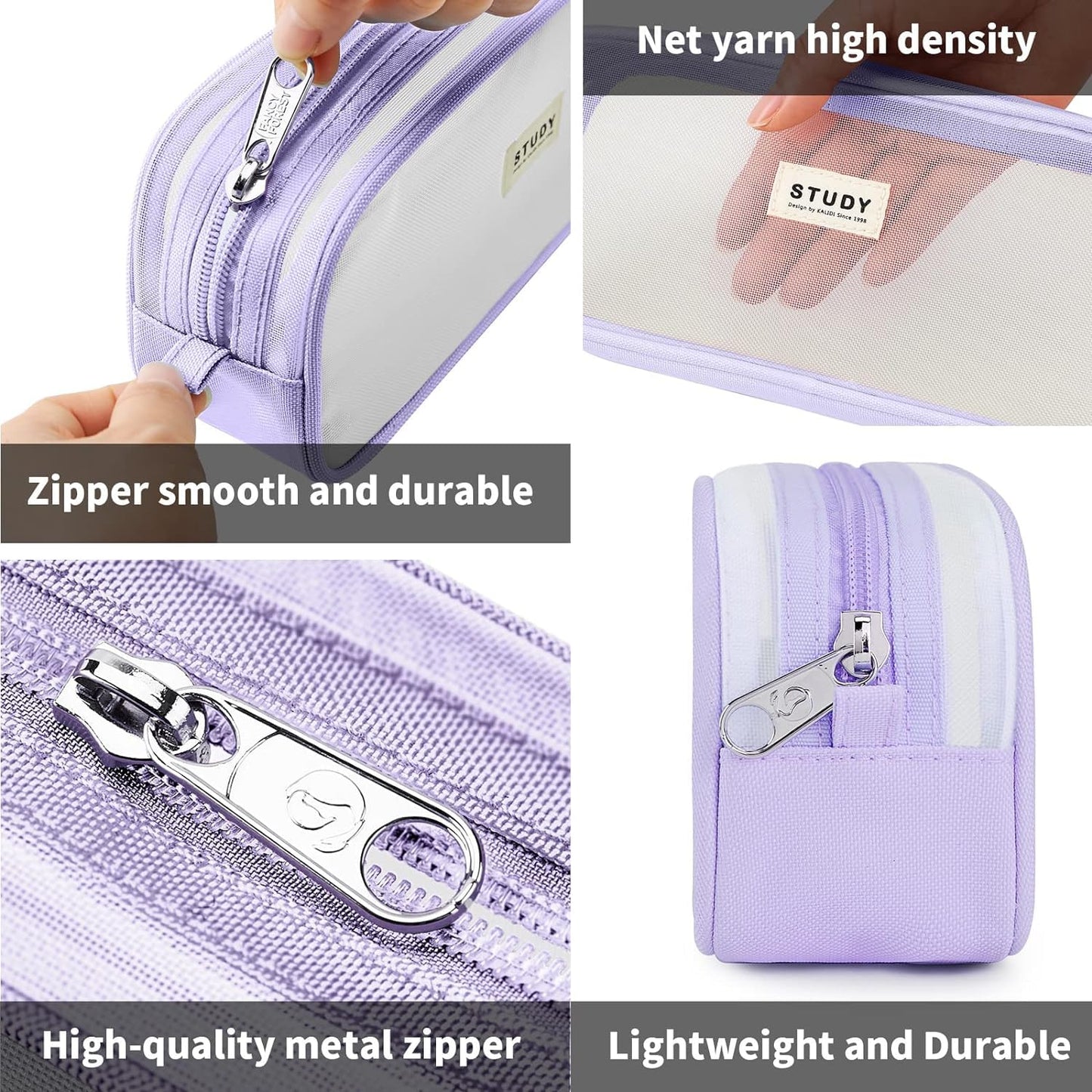 Elegious Big Net Pencil Pouch Durable, Stylish & Spacious Organizer for Pens, Pencils, and Small Accessories Ideal for School, Office, and Travel Pack of 1 (Big NET Purple Pouch) Brand: Elegious