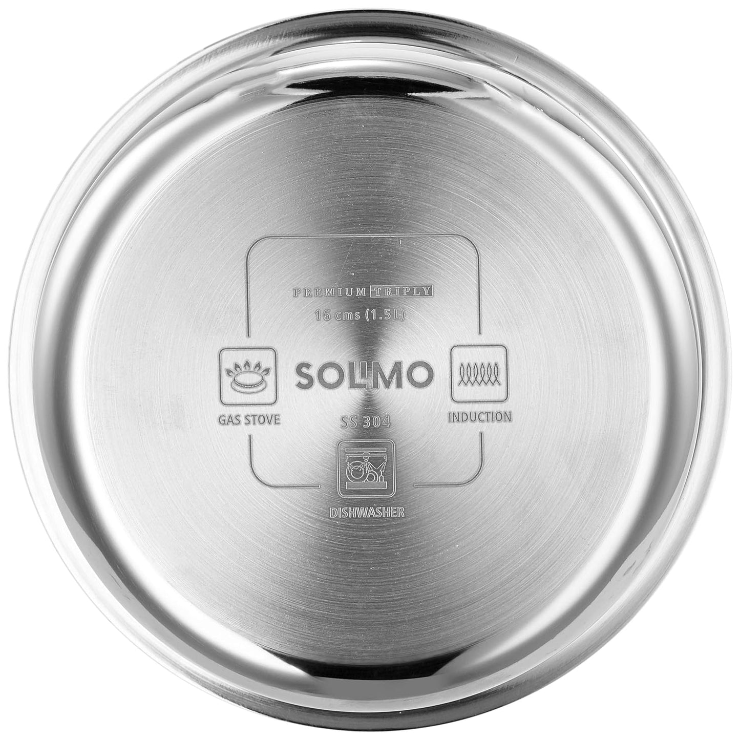 solimo Tri-Ply Stainless Steel Tope with Steel Lid (16 cm, 1.5 litres)