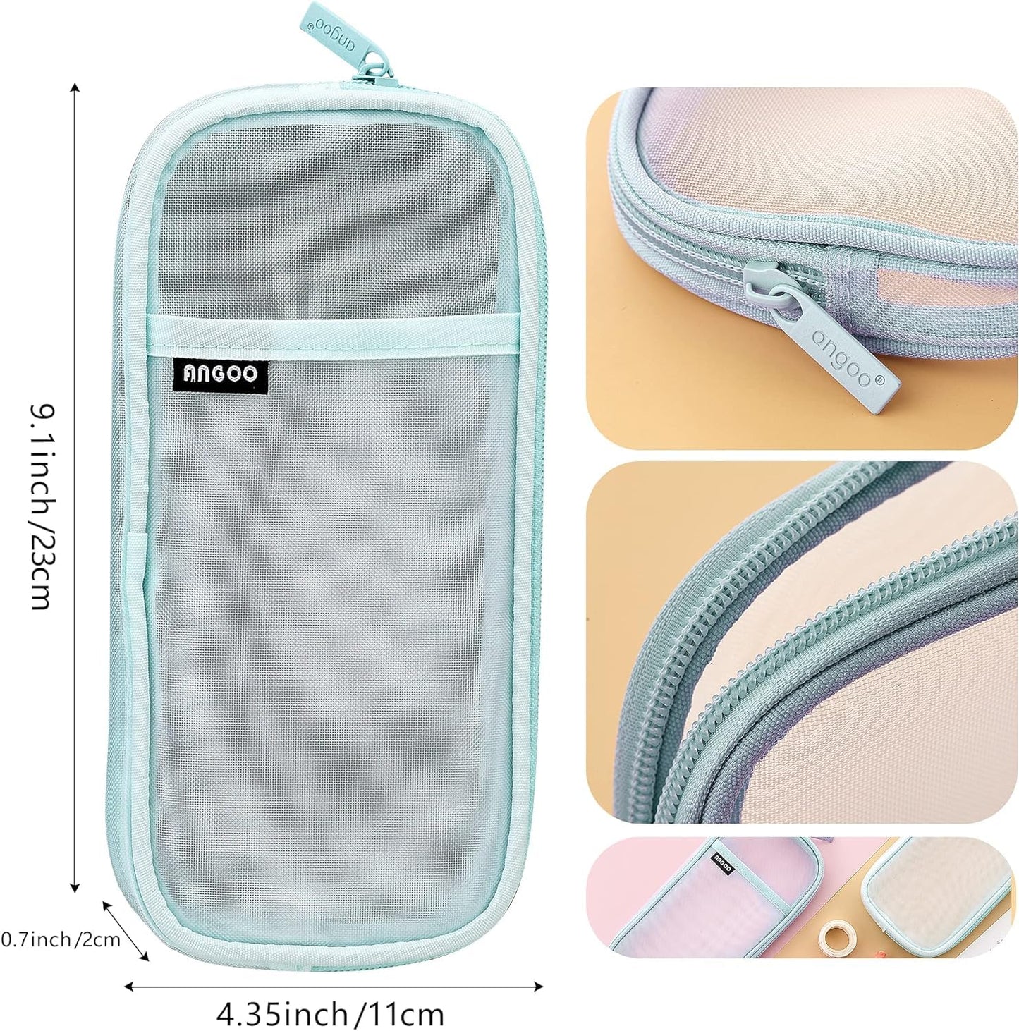 Elegious Net Pencil Pouch Durable, Stylish & Spacious Organizer for Pens, Pencils, and Small Accessories Ideal for School, Office, and Travel Pack of 1 (NET SkyBlue Pouch)