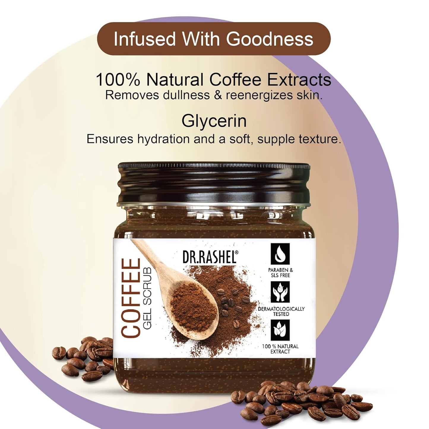 DR.RASHEL Coffee Gel Face & Body Scrub For Men and Women (380 Ml) | All Skin |Cleanser Scrub For Deep Exfoliation | Dead Skin Remover | Tan Removal | Blackhead Remover