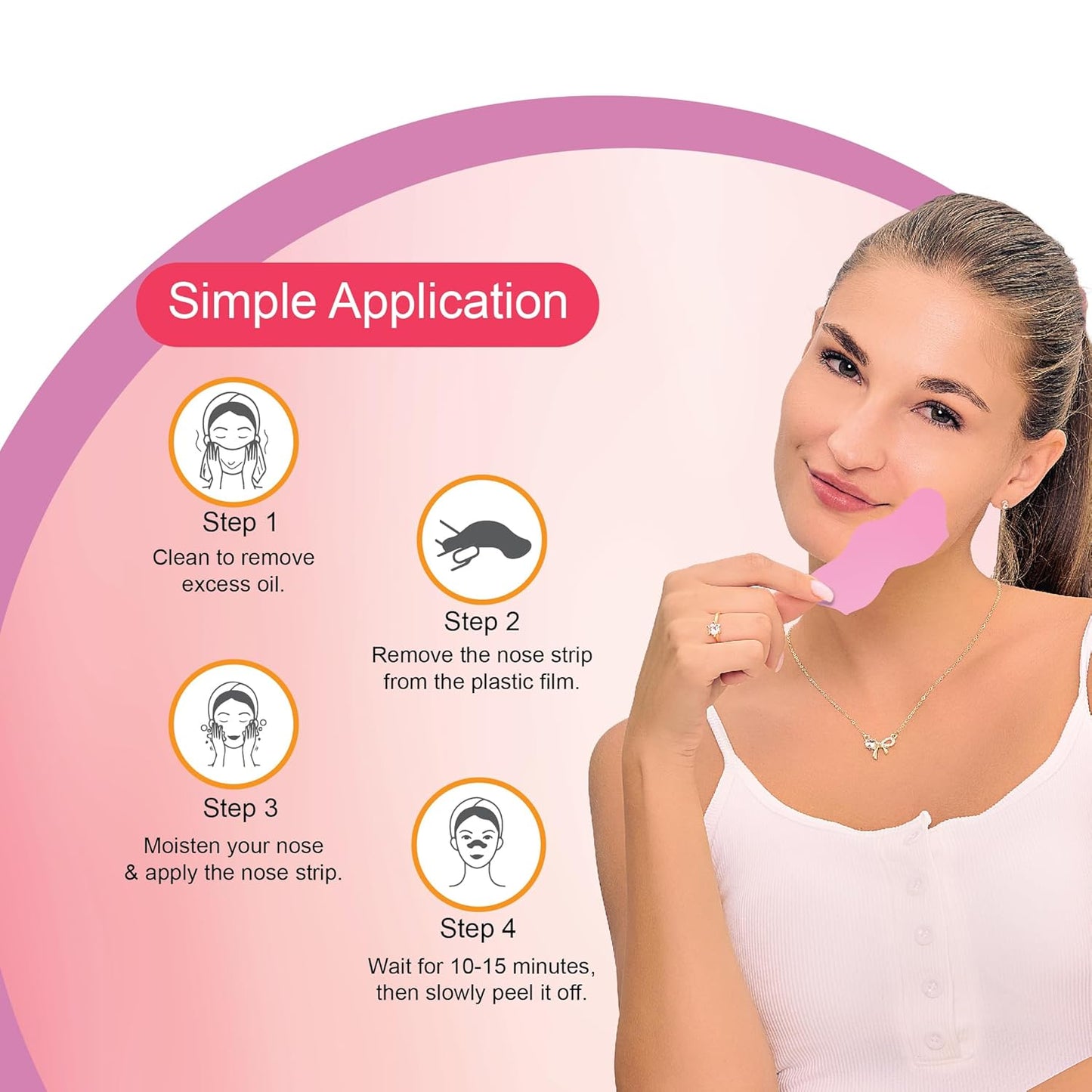 DR.Rashel Strawberry Nose Strips For Pore Cleansing | Nose Pore Strips For Painless Blackheads Removal | Instant Blackhead Remover Strips for Nose | 10 PCS