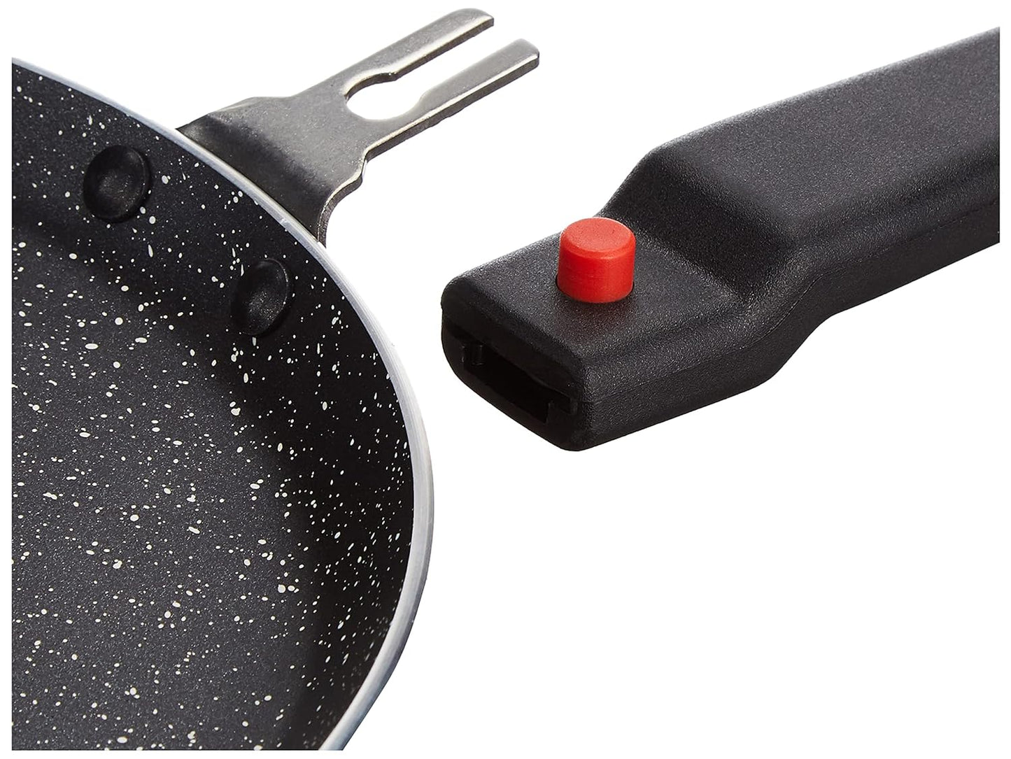 Solimo Aluminium 6 Piece Non-Stick Cookware Set with Detachable Handle| Granite Finish | Induction Base | Pfoa Free | HTR Exterior Coating | Black