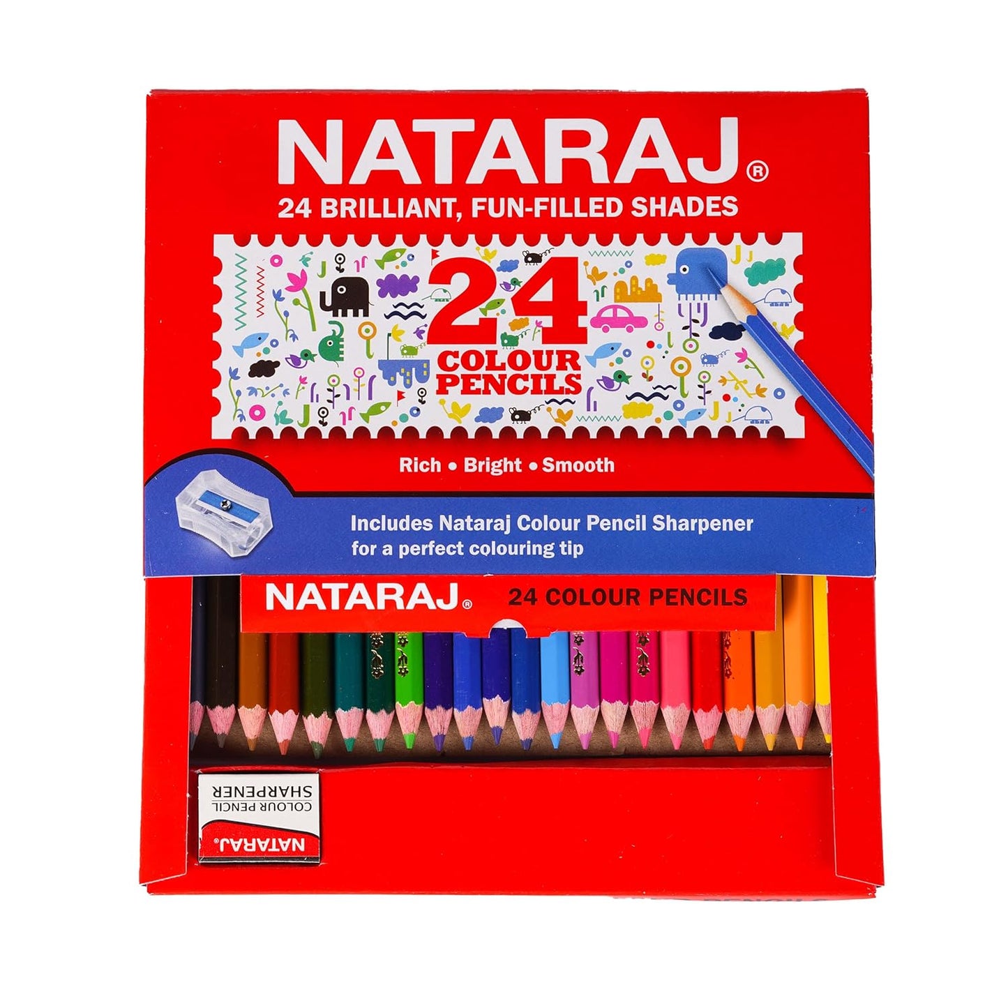 Nataraj Full Size Colour Pencils-24 Shades|Multicolor