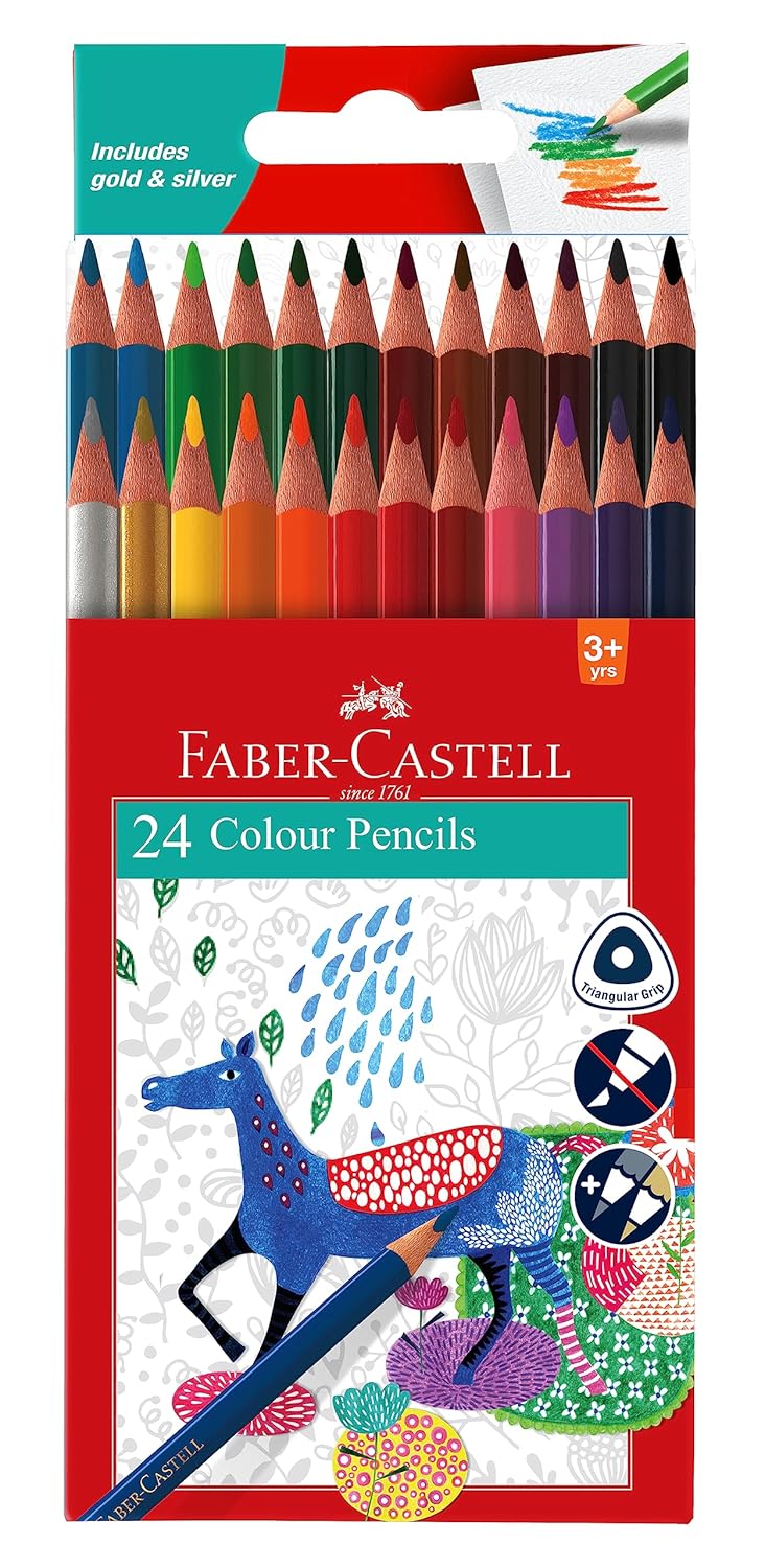 Faber-Castell Triangular Colour Pencils - Pack of 1 (Assorted)