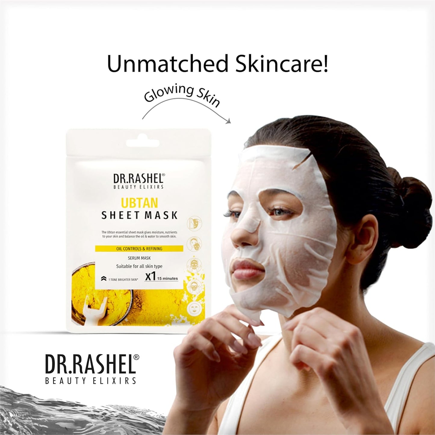 DR.RASHEL Ubtan Face Sheet Mask With Serum For Women and Men | All Skin Types | Soft and Healthy Skin | Deep Cleansing & Oil Control | Repairing & Nourishment | Soothing And Hydrating | Paraben Free | Pack Of 2 | 20 Grams Each