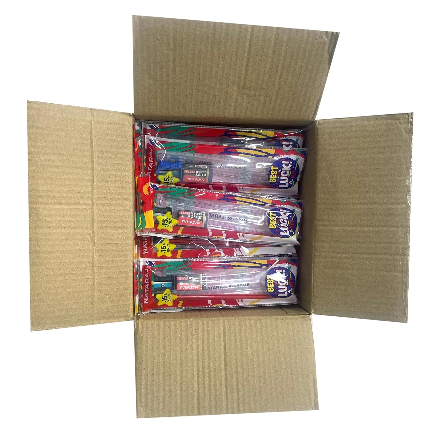 Nataraj Best of Luck Kit, Includes 1 Pencil, 1 Sharpener, 1 Eraser & 1 Scale, Hassle Free Carrying, Essential Stationary Items, Thoughtful Gift Option, Combo of 4 Items