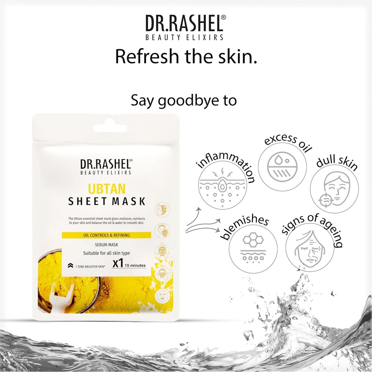 DR.RASHEL Ubtan Face Sheet Mask With Serum For Women and Men | All Skin Types | Soft and Healthy Skin | Deep Cleansing & Oil Control | Repairing & Nourishment | Soothing And Hydrating | Paraben Free | Pack Of 2 | 20 Grams Each