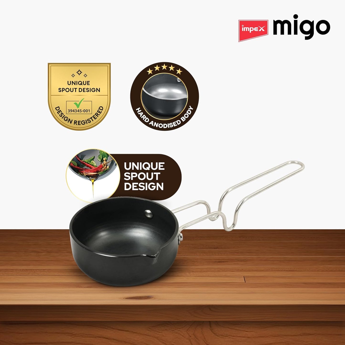 Impex 6 Pcs Nonstick Granite Cookware Set | 3 mm Thickness | Induction Bottom Cookware Set, Nonstick Cookware Set of Frypan, Kadai Pan, Tawa Pan, Tadka Pan and Milk Pan | 1 Year Warranty