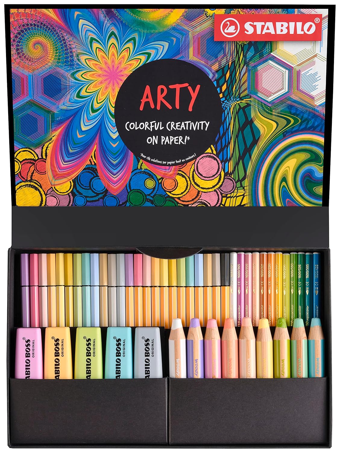 STABILO Art Creative Set Pastel - Pack of 50 - Highlighters, Multi-Talent Pens, Watercolour Colouring Pencils, Fineliner & Premium Felt Tip Pens