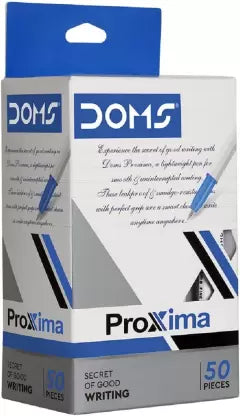 DOMS Proxima Ball Pen | Elegent Looks | Smooth Writing | Pack of 10 X 5 Ball Pen (Pack of 50, Ink Color - Blue)