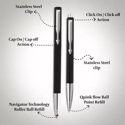 PARKER Vector Standard Roller Ball Pen & Ball Pen With Parker Keychain Pen Gift Set (Pack of 2, Ink Color - Blue)