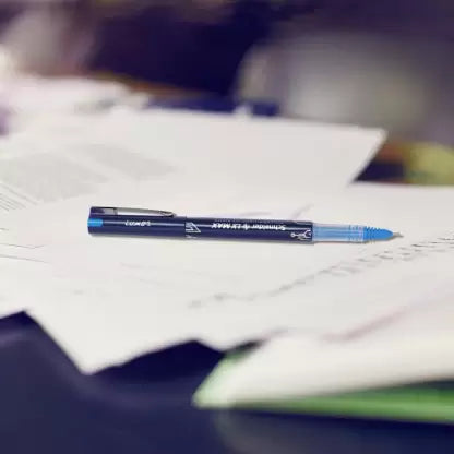 Luxor Schneider LX MAX | Needle Tip | 0.5 mm | 1000+ Meters Writing Length | German Technology Roller Ball Pen (Pack of 4, Ink Color - Blue)