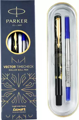 PARKER Vector Time check Chrome Trim Roller Ball Pen (Ink Color - Blue)