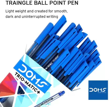 DOMS Trio-matic Fine Point Triangle Ball Pen (Pack of 20, Ink Color - Blue)