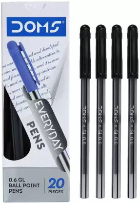 DOMS DF Everyday 0.6 GL Ball Point Pens Box Pack | Lightweight & Sleek Body | Smart Ball Pen  (Pack of 80, Ink Color - Black)