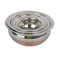 LiMETRO STEEL Set of 5 Copper Bottom Stainless Steel Handi Set/Cookware Set with Lid (5 Pieces, Capacity : 0.5 LTR, 0.75 LTR, 1 LTR, 1.5 LTR, 2 LTR) (Copper), Silver…