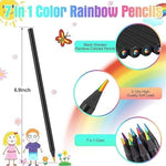 VIHM 12 Colors Rainbow Pencils for Kids Adults, Rainbow Colored Pencil Art Supplies for Girls Boys, Black Wood Multi Colored Pencils for Coloring Drawing Sketching, Pre-sharpened with Free Sharpener