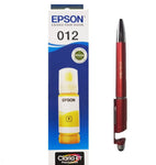 Epson 012 Ecotank Yellow Ink Bottle 70ML C13T07K498 with 3in1 Multi-Function Mobile Phone Stand, Stylus Pen, Anti-Metal Texture Rotating Ballpoint Pen (Very Colors)
