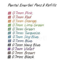 Pentel EnerGel 0.7mm Metal Tip (EnerGel Pen Blue 5 & LR7 Refill Blue 5) By DTL Company
