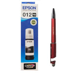 Epson 012 Ecotank Pigment Black Ink Bottle 70ML C13T07K198 with 3in1 Multi-Function Mobile Phone Stand, Stylus Pen, Anti-Metal Texture Rotating Ballpoint Pen (Very Colors)