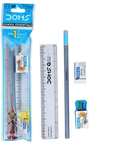 Doms My 1st Pencil Kit X20 | For Dark & Neat Writing | Perfect Value Pack | Kit For School Essentials | Includes Pencil, Scale, Sharpner & Eraser | Pack of 20 Kits