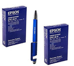 Epson ERC-38B Black (Set of 2) with ITGLOBAL 3in1 Multi-Function Mobile Phone Stand, Stylus Pen, Anti-Metal Texture Rotating Ballpoint Pen (Very Colors) ERC 38 B 38b