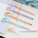 NOIee Combo of Unicorn Stationery Pens and Pencils Combo of 8+1 Unicorn Pen with Unicorn Transparent Big Pouch Stationery Combo for Kids Best Gift