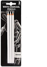 KIRA 3Pcs White Charcoal Pencils Graphite Drawing Painting Sketch Pencils Pens Artist Shading Painting Pencils Art Tools for Professionals Kids Beginners Artists Sketching Coloring