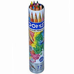DOMS 12 Colour Pencils 3mm - 12 Colours (Silver & Gold Shade Free Inside) - Soft Wood Hexagonal Colour Pencils