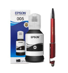 Epson T 005 Black Ink Bottle 120 ML T005 T-005 C13T03Q198 with  3in1 Multi-Function Mobile Phone Stand, Stylus Pen, Anti-Metal Texture Rotating Ballpoint Pen (Very Colors)