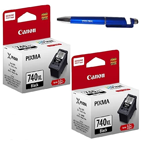 Canon Combo 740 XL Twin Ink Cartridge [Set of 2 Cartridge] (Pg 740XL) Black Bundle with  3 in 1 Multi-Function Pen (Very Colors)