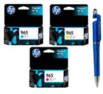 HP 965 C/M/Y Ink Cartridge (Set of 3) with 3in1 Multi-Function Mobile Phone Stand, Stylus Pen, Anti-Metal Texture Rotating Ballpoint Pen (Very Colors)