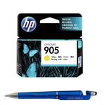 HP 905 Yellow Ink Cartridge T6L97Y Bundle with 3 in 1 Multi-Function Creative Mobile Phone Stand, Stylus Pen, Ballpoint Pen (Very Colors)