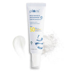Plum 2% Niacinamide Sunscreen SPF 50 PA+++ With Rice Water | UVA/ UVB Protection | Reduces Tan, Brightens Skin | No White Cast, Lightweight, Non-Sticky | Dermatologically Tested | All Skin Types | Women & Men | 100% Vegan | 50 g