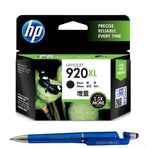 HP 920XL Ink Cartridge (Black) with 3in1 Multi-Function Mobile Phone Stand, Stylus Pen, Anti-Metal Texture Rotating Ballpoint Pen (Very Colors)