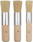 Qatalitic 3 pcs Stencil Brushes Set, Natural Bristle Brushes Perfect for Acrylic Painting, Oil Painting, Watercolor Painting, Stencil Project, Card Making and DIY Art Crafts