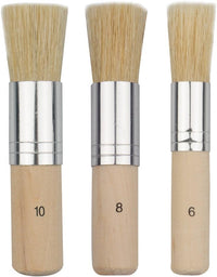 Qatalitic 3 pcs Stencil Brushes Set, Natural Bristle Brushes Perfect for Acrylic Painting, Oil Painting, Watercolor Painting, Stencil Project, Card Making and DIY Art Crafts
