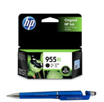 HP 955 XL Ink Cartridge (Black) with 3in1 Multi-Function Mobile Phone Stand, Stylus Pen, Anti-Metal Texture Rotating Ballpoint Pen (Very Colors)