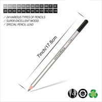 Qatalitic Set of 24 Sketching Pencils for Drawing and Fine Art, for Students, Professionals and Artists