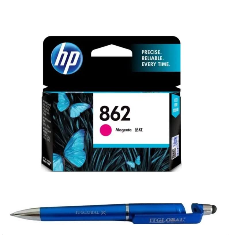 HP 862 Ink Cartridge (Magenta) with 3in1 Multi-Function Mobile Phone Stand, Stylus Pen, Anti-Metal Texture Rotating Ballpoint Pen (Very Colors)