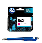HP 862 Ink Cartridge (Magenta) with 3in1 Multi-Function Mobile Phone Stand, Stylus Pen, Anti-Metal Texture Rotating Ballpoint Pen (Very Colors)