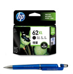HP 62XL Ink Cartridge (Black) with 3in1 Multi-Function Mobile Phone Stand, Stylus Pen, Anti-Metal Texture Rotating Ballpoint Pen (Very Colors)