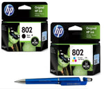 HP 802 L Ink Cartridge (Black & Colour) (Set of2) with 3in1 Multi-Function Mobile Phone Stand, Stylus Pen, Anti-Metal Texture Rotating Ballpoint Pen (Very Colors)