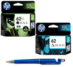 HP 62XL Black & 62 Colour Ink Cartridge (Set of 2) Bundle with 3 in 1 Multi-Function Creative Mobile Phone Stand, Stylus Pen, Ballpoint Pen (Very Colors)