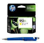 HP 951XL Yellow Ink Cartridge CN048Y Bundle with  3 in 1 Multi-Function Creative Mobile Phone Stand, Stylus Pen, Ballpoint Pen (Very Colors)