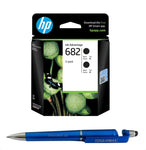 HP 682 Combo Black & Black Ink Cartridge Bundle with 3 in 1 Multi-Function Creative Mobile Phone Stand, Stylus Pen, Ballpoint Pen (Very Colors)