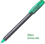 Pentel EnerGel BL-417, Green ink Pen, Combo of 05pcs, Roller Gel Pen, 0.7mm Medium Point, (Made In Japan), Cap-Off Mechanism (Free Key-Chain)