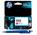 HP 955 Magenta Ink Cartridge L0S54AA L0S54M Bundle with  3 in 1 Multi-Function Creative Mobile Phone Stand, Stylus Pen, Ballpoint Pen (Very Colors)