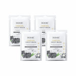 DR.RASHEL Charcoal Face Sheet Mask With Serum For Women and Men | All Skin Types | Soft and Healthy Skin | Deep Cleansing & Oil Control | Repairing & Nourishment | Soothing And Hydrating | Paraben Free | Pack Of 4 | 20 Grams Each
